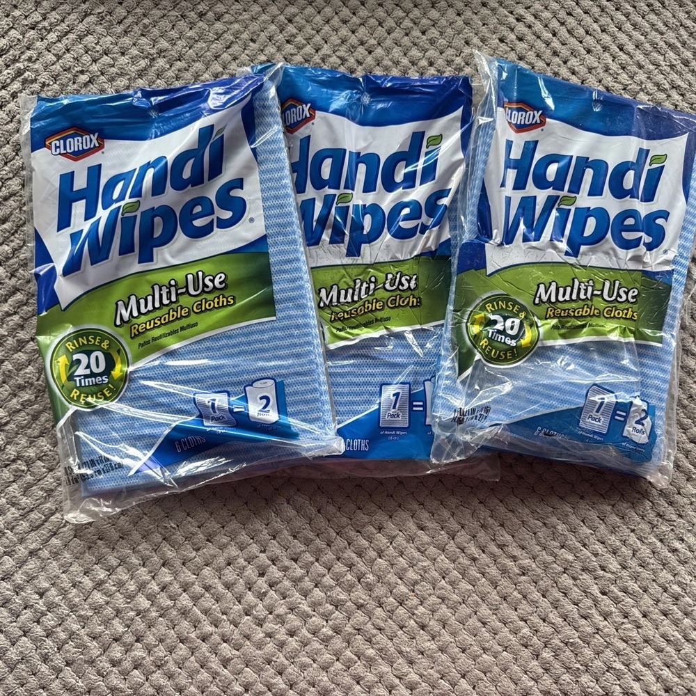3 Packs Clorox Handi Wipes Multi-Use Reusable Cloths 6 Count In Each